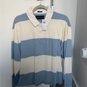 Abercrombie Blue and Cream Striped Men's Shirt